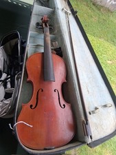 Acoustic 4/4 Brown Varnish Wood Violin 4-String w/ Chinrest Hard Case