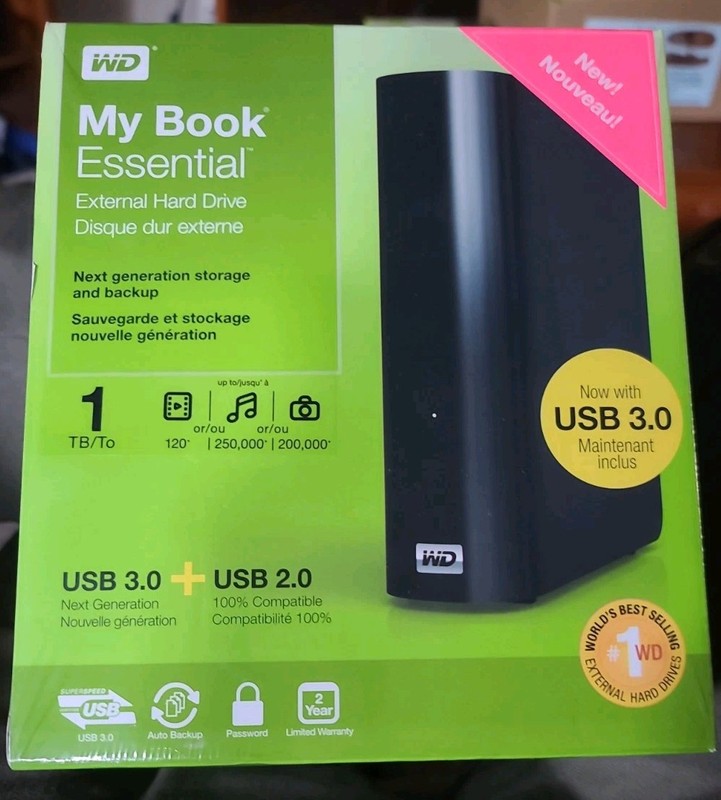 WD My Book Essential 1 TB USB 3.0 External Hard Drive  – New in Box –
