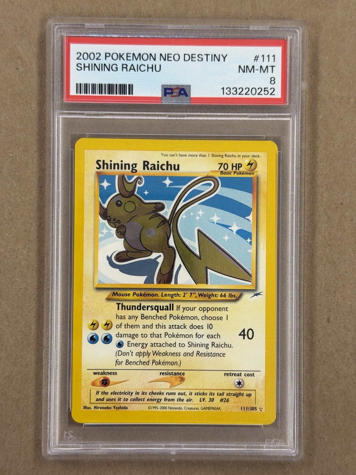 Pokemon Neo Destiny 2002 Shining Raichu #111 PSA 8 NEW CERT