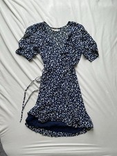 Reformation Navy And White Wrap Mini Dress