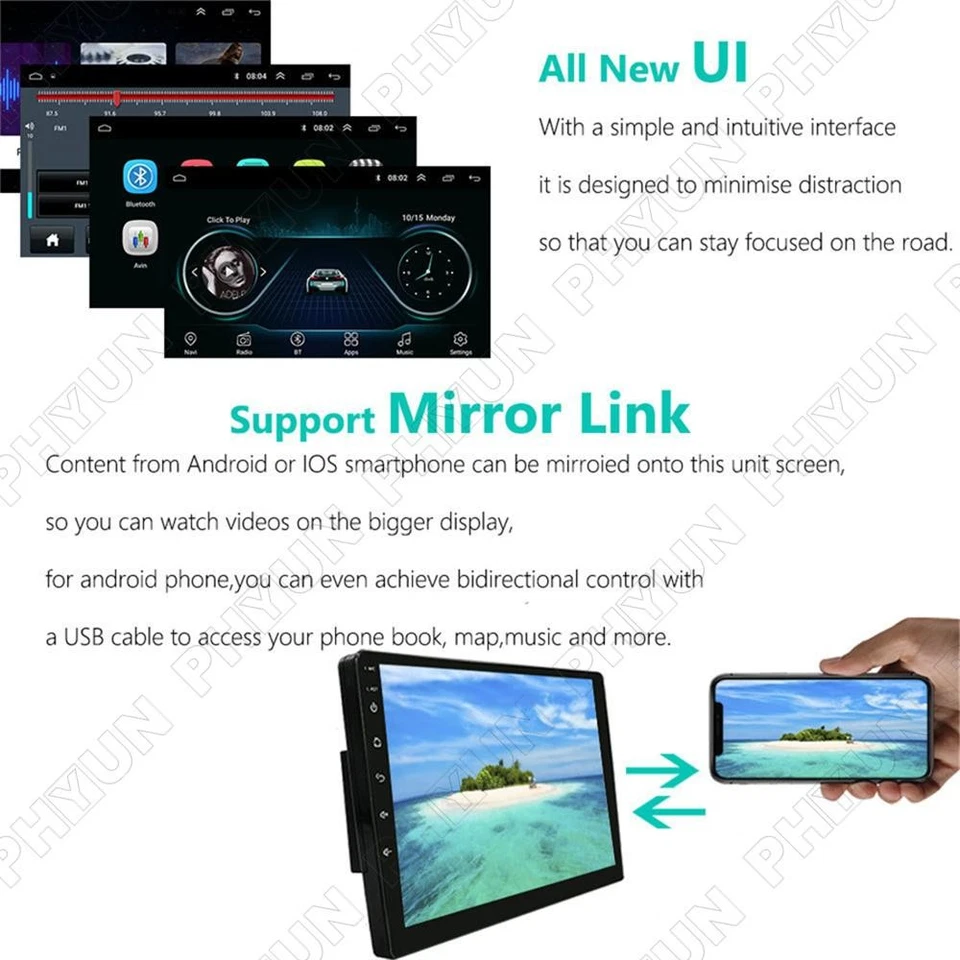 10" Android 10.0 Stereo Radio GPS Nav Wifi 1+16GB For Hyundai Santa Fe 2018-2020 - Image 4 of 4