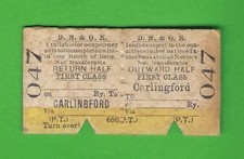 Dundalk Newry & Greenore Railway Ticket - 1st cl Return from Carlingford - DN&GR