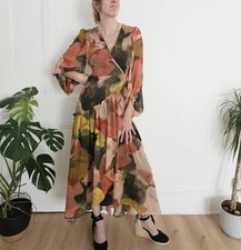 Hutch FREE PEOPLE maxi wrap dress size S uk 8 10 long floral 