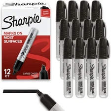Sharpie King Size Permanent Markers, Large Chisel Tip, Black, 12 Count