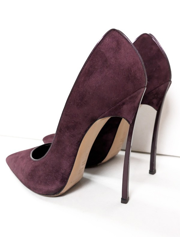 CASADEI Blade Suede Leather Steel Stiletto Metal High Heels Pointed toe Pumps 8