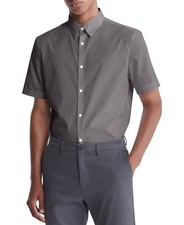 Calvin Klein Slim-Fit Stretch Solid Shirt Men's M Castlerock Button Closure S/S
