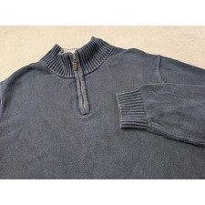 LL Bean Mens Size XL Regular Dark Blue 100 Cotton Quarter Zip Sweater