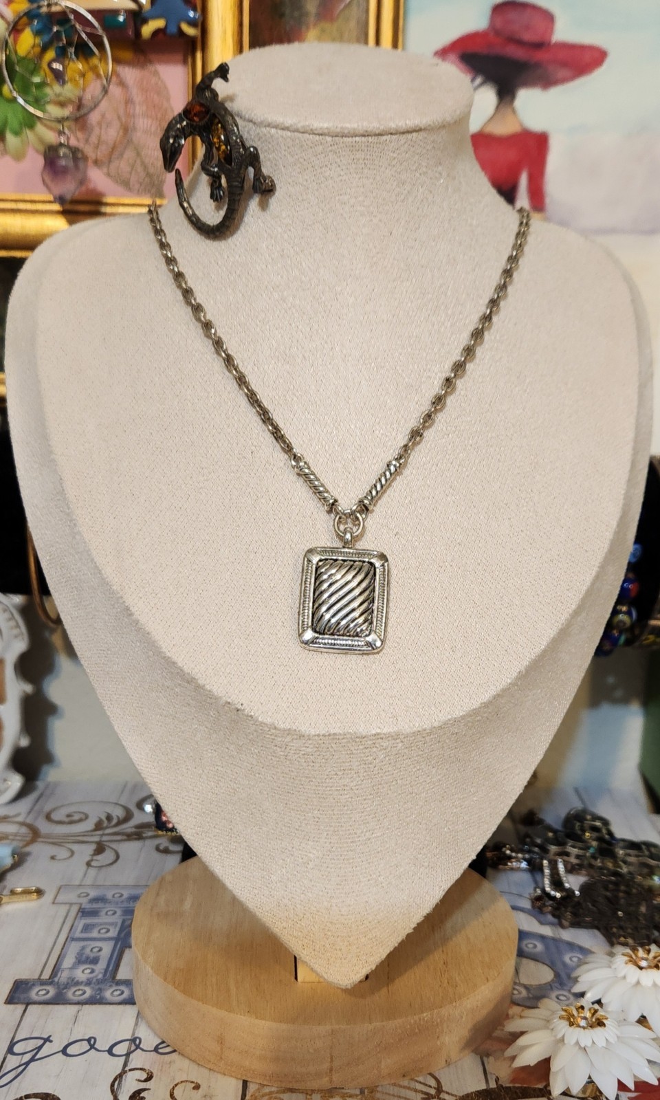 Napier Silver Tone Patterned Rectangular Stationa… - image 2