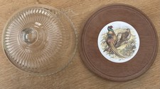 Cake Plate / Cheese Board With Heavy Glass Cover