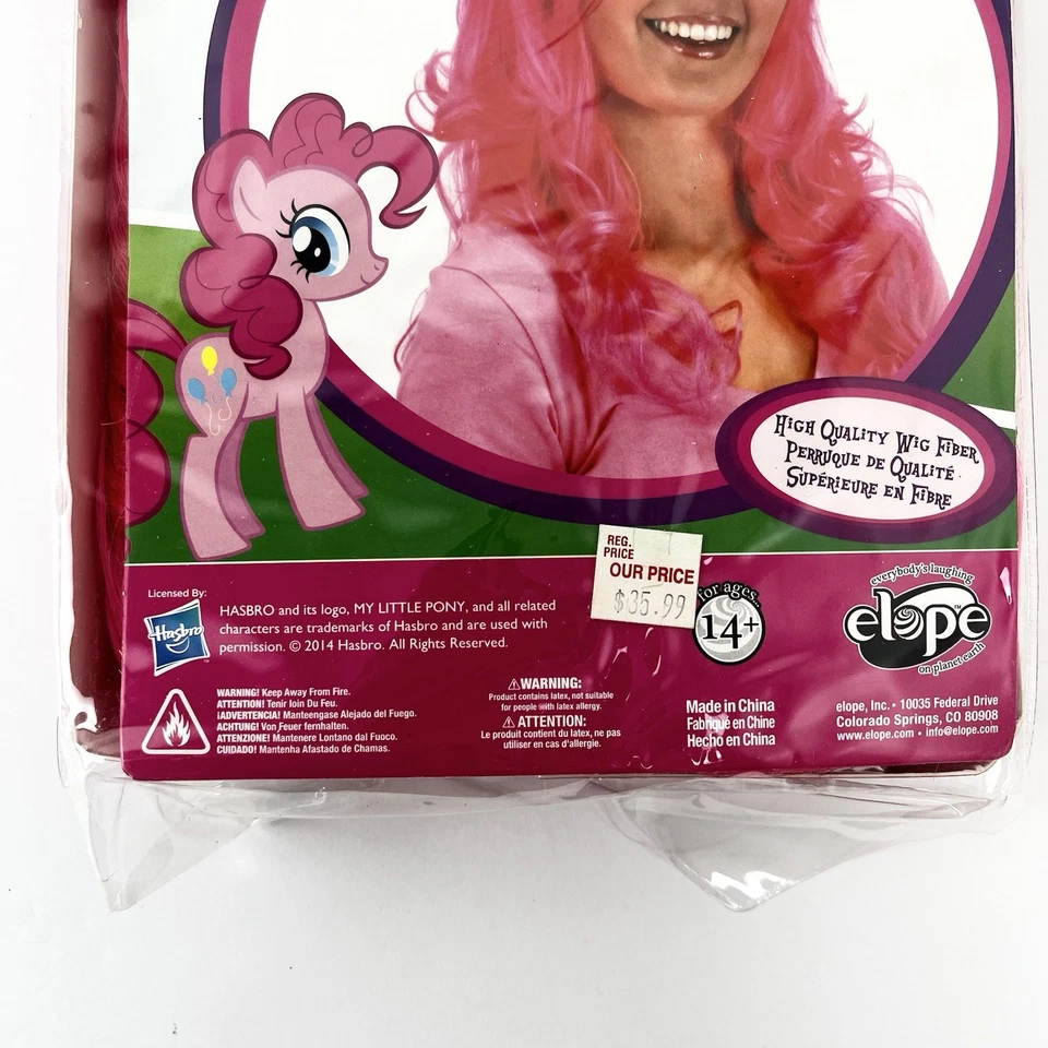 Nueva Peluca Cosplay My Little Pony Pinkie Pie Rosa con Orejas - Hasbro y Elope Foto 2 de 4