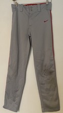 Nike Swingman DriFit Baseball Pants Large Light Gray With Red Piping
