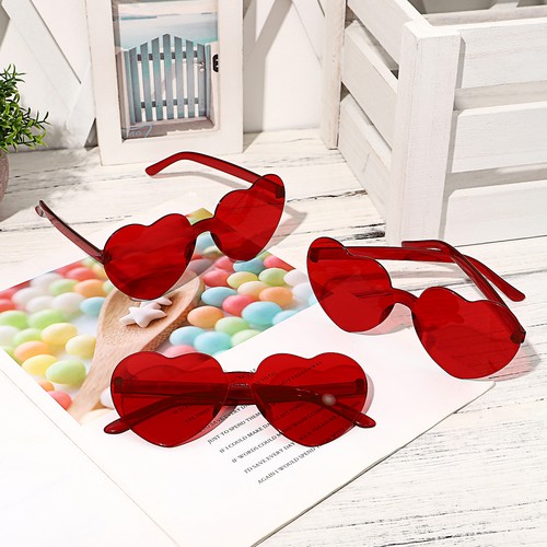 3pcs Heart Shaped Sunglasses Red Heart Glasses Party Favors Beach Camping - Bild 9 von 12