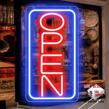 16.5" X 9" Led Neon Open Signs 16.5 Inch with 12V AC Adapter Blue/Red-Vertical