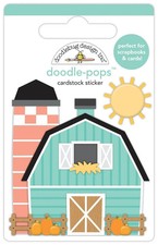 Doodlebug Doodle-pops Sticker "Barn in the USA" Silo Sun Pumpkins Fence Hay
