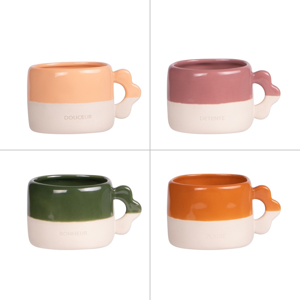 Mug Hawa porcelaine 33 cl lot de 4 tasses Table Passion 9 cm pour thé et grand café