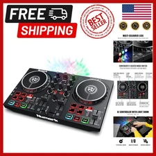 Complete DJ Setup: 2 Deck Mixer with RGB Light Show & Seamless USB Connectivity