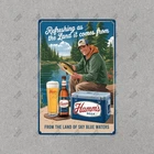 Vintage Hamms Beer Metal Sign Fishing Advertisement Poster Retro Man #667227