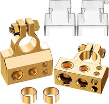Battery Terminal Connectors, 0/4/8/10 Gauge AWG Battery Terminal, Positive Gold