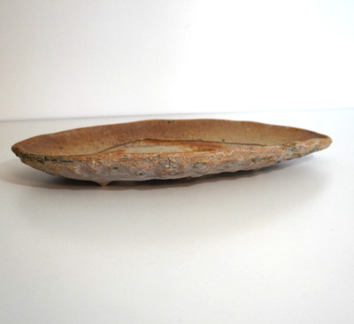 Artisan Made Wood Fired Ceramic 13.75'' x 9'' Shallow Oval Footed Bonsai Pot