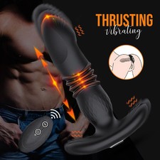 Thrusting Anal Butt Vibrator Plug Dildo Prostate Massager Sex Toys for Men Women