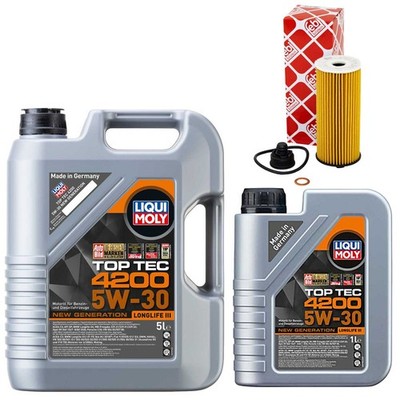 Motoröl Set Top Tec 4200 5W-30 6 Liter + Ölfilter für BMW 2er X1 Mini Cooper F48