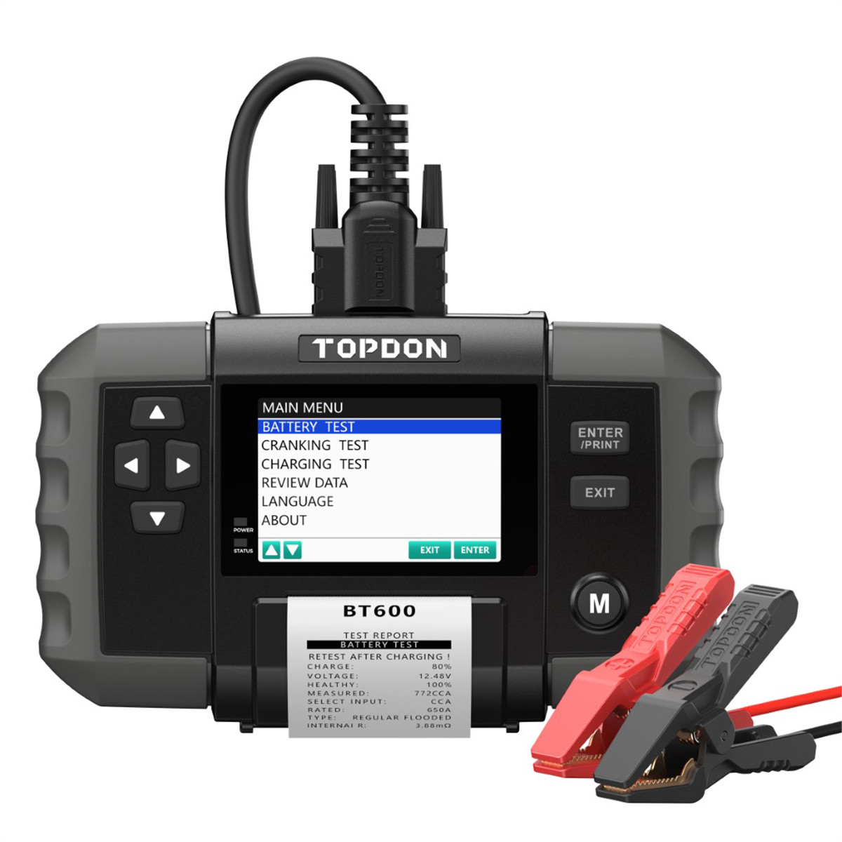 Topdon BT600 - 12V Battery & 12V/24V System Tester w/Built-in Printer