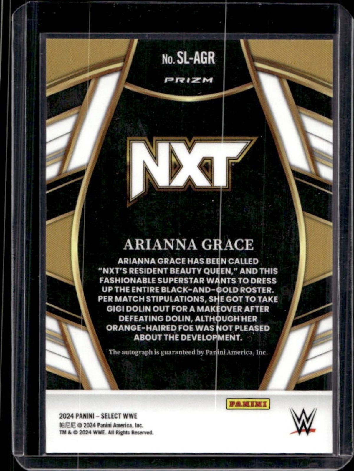 2024 Panini Select WWE Arianna Grace Signature Selections Auto #1/67 SL-AGR view 2