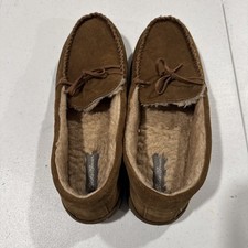 Eddie Bauer Ryan Moccasin Slippers Men Sz 11-12 X L Tan Suede House Shoes