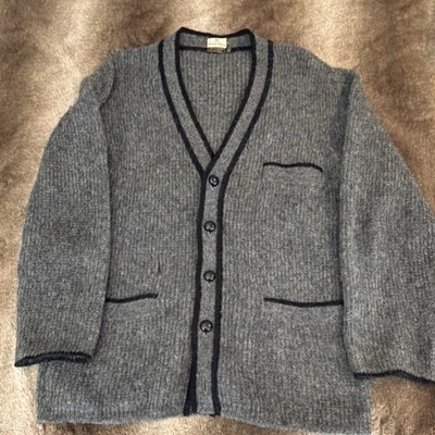 Neiman Marcus Men's L Gray Cashmere Alpaca Cardigan Button Sweater Italian made