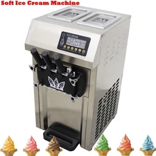 3 Flavor Auto Soft Serve Ice Cream Maker with Pre-cooling Ice Cream Machine 110V