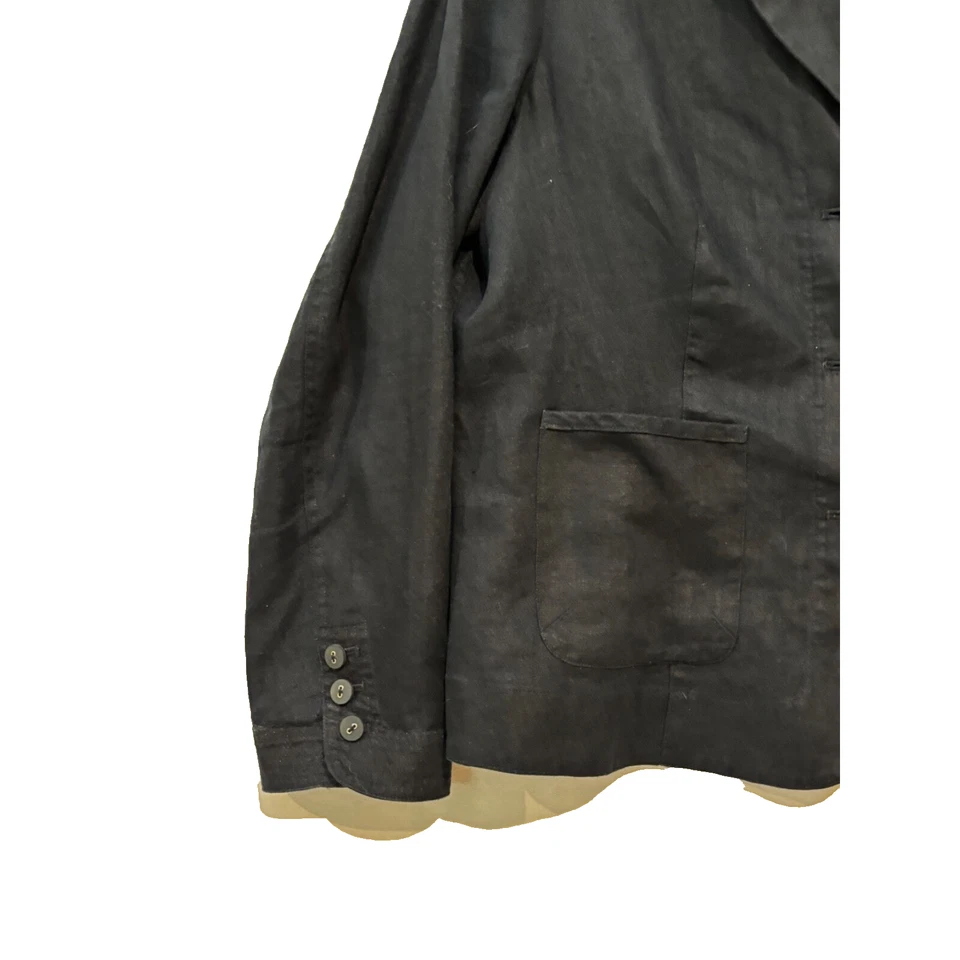 Chaqueta Blazer AlfanI Mujer Azul Marino Lino Botón Plus Talla 16 Cápsula Dinero Antiguo Foto 2 de 4