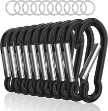 Sprookber Aluminum Carabiner, Caribeener Clips, Spring Snap 3 inch, Black 