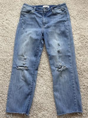 Flying Monkey Jeans Womens 30 Crop Straight Leg Raw Hem High Rise Distressed