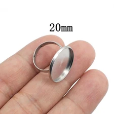 15PCS Stainless Steel ROUND Adjustable Finding Ring Fit 20mm Cabochon, LSR02