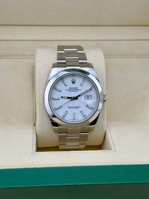 Rolex Datejust 41 126300 White Index Steel Oyster Watch Box Papers