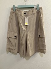 Boden Ailesbury Cargo Shorts Pleated Khaki Beige Lyocell/Linen Women's US 6