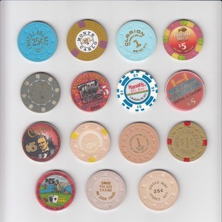 Lot of 15 All Different Casino Chips from Nevada
