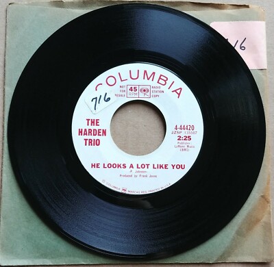 THE HARDEN TRIO He Looks A Lot Like You 45 7'' COUNTRY DJ PROMO Vinyl Record 1967