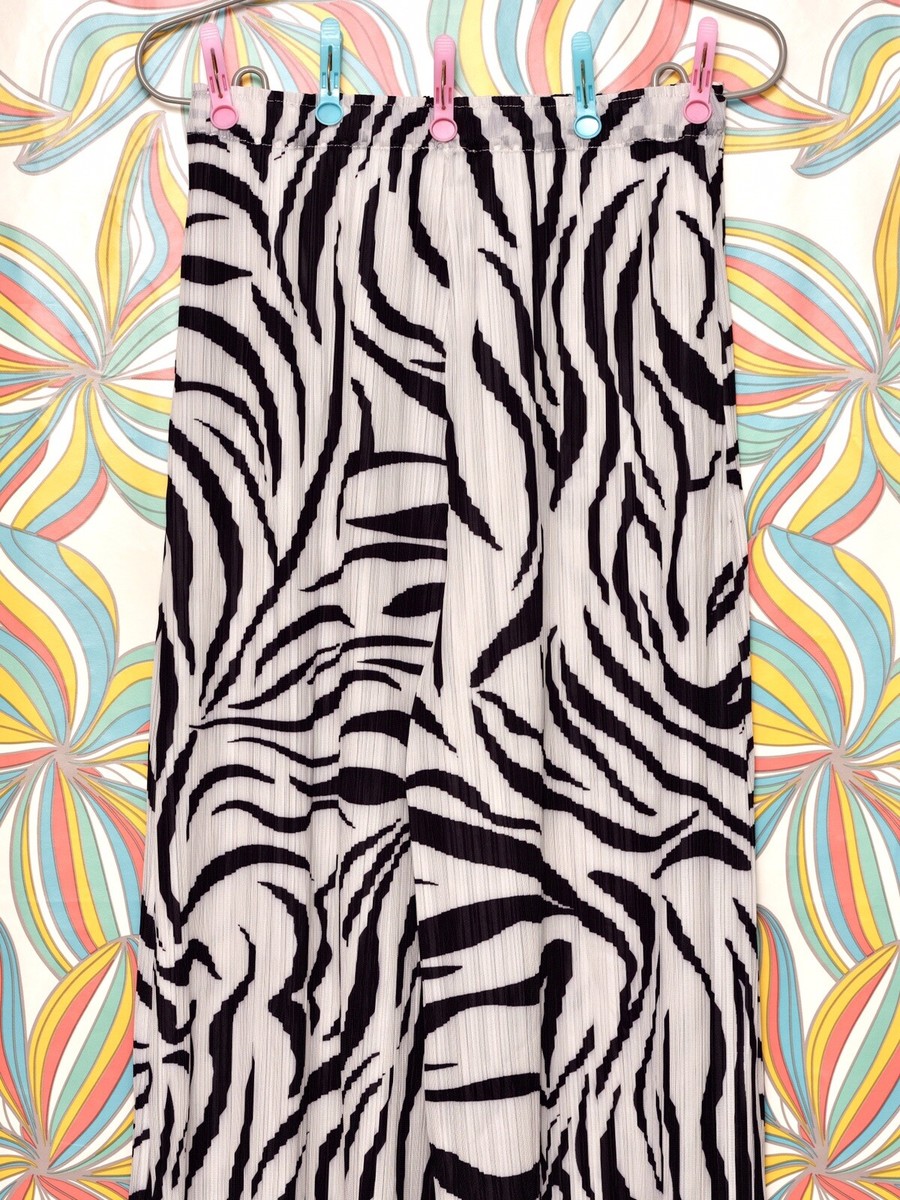 動物柄　パンツ　PLEATS PLEASE Issey Miyake Pleats Please Inspired B&W Zebra Pattern Animal