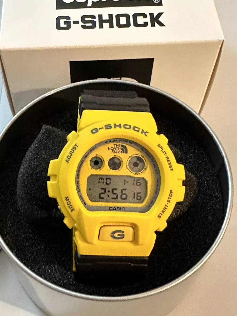 Supreme x The North Face x Casio G-Shock DW-6900 Watch Yellow, New