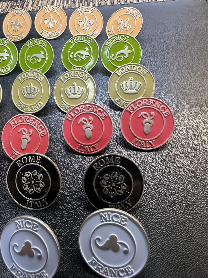 Ballard Designs City Push Pin Set of 20 Italy France England Multiple Colors - Image 3 of 4