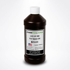 LED UV Curable BLACK Ink 500ml for Epson L800 i3200 DX5 XP600 heads MADE IN USA