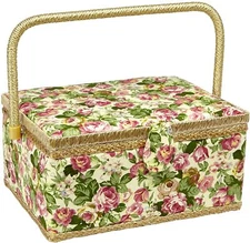 Sewing Basket - Sewing Box -Rose Floral Print Design - Sewing Kit - Storage Box 