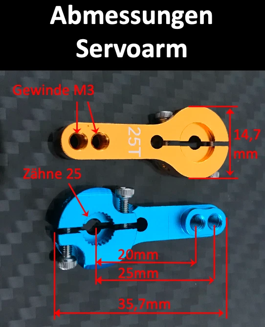 RC Servoarm Servohebel Servohorn Crank 25T Alu 25 Zähne Futuba Savöx MKS CNC - Bild 2 von 4