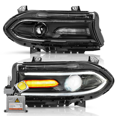 Pair For 2015-2023 Dodge Charger HID/Xenon Projector Headlights Assembly LH&RH