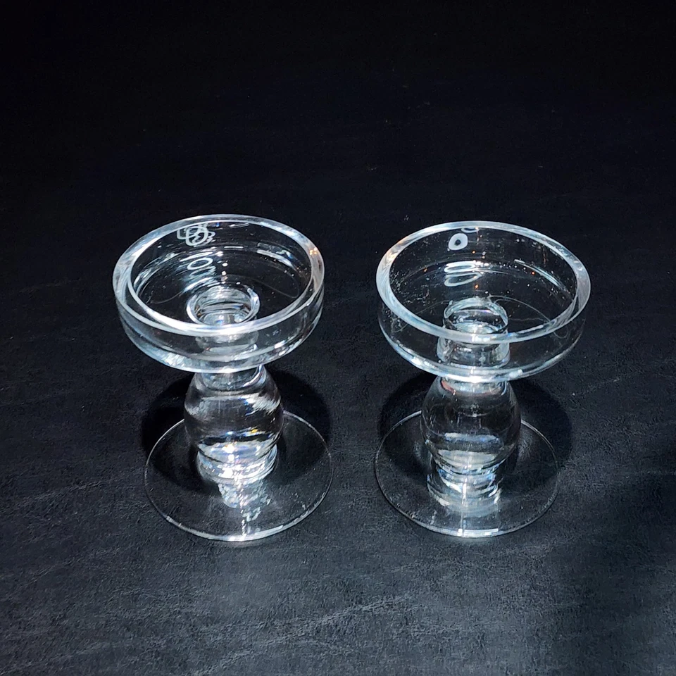 Pottery Barn ~ VIDRIO BURBUJA *Par* Candelabros de pilar de 5,5" *RETIRADO* Foto 3 de 4