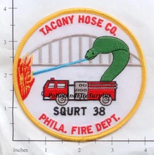Pennsylvania - Philadelphia Squirt 38 PA Fire Dept Patch - Tacony Hose Company