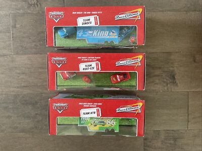 New Disney Cars Team Lot Race-O-Rama Haulers. Team Dinoco, HTB