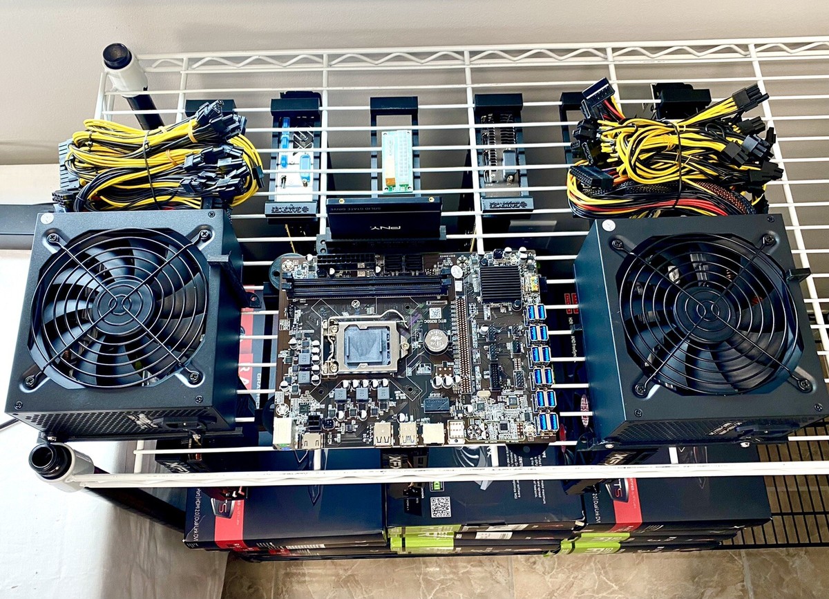 12 GPU 350-900 MH Crypto Mining Rig-Hanger Farm-Dual PSU Wire Shelf Rack  Kit | eBay