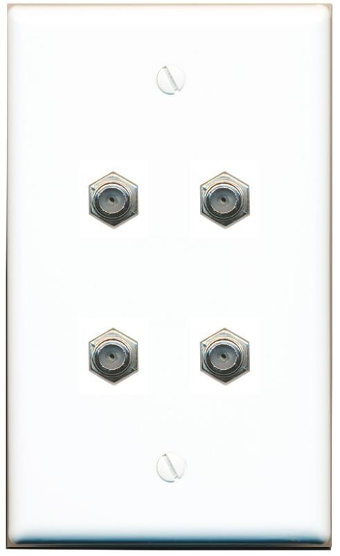 4 Port Coax Cable TV- F-Type Wall Plate